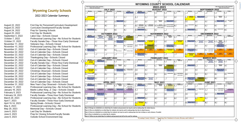 2022-2023 Calendar | Pineville Elementary School