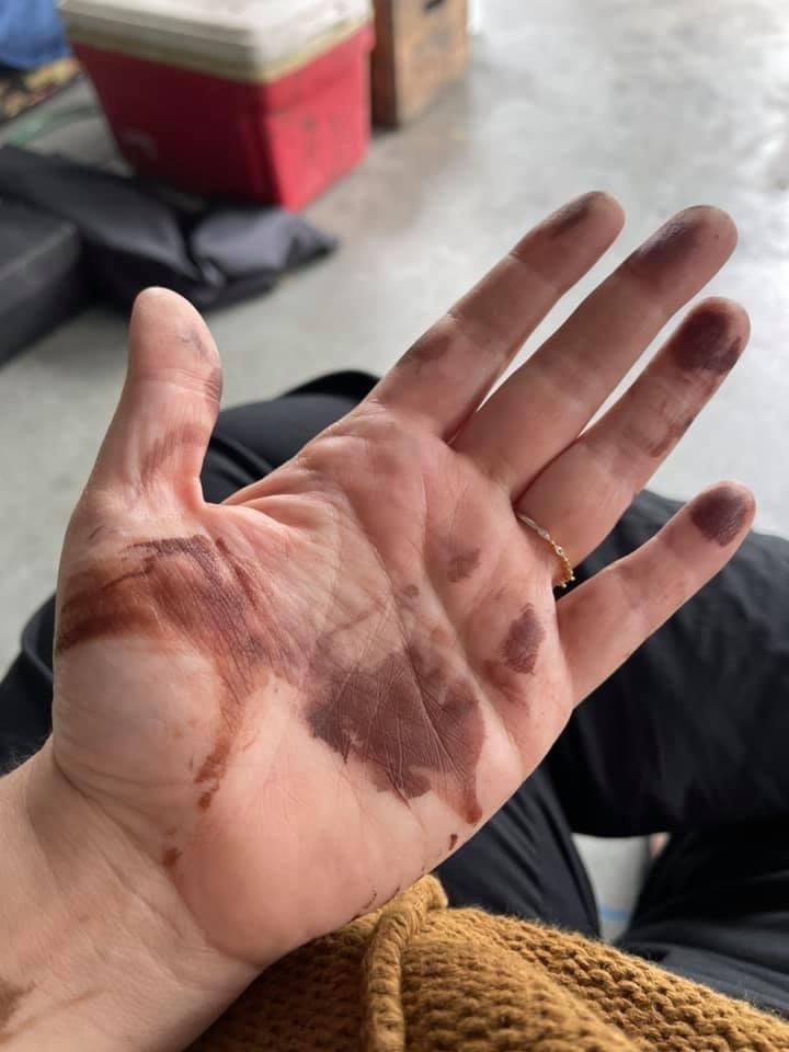 stained hand