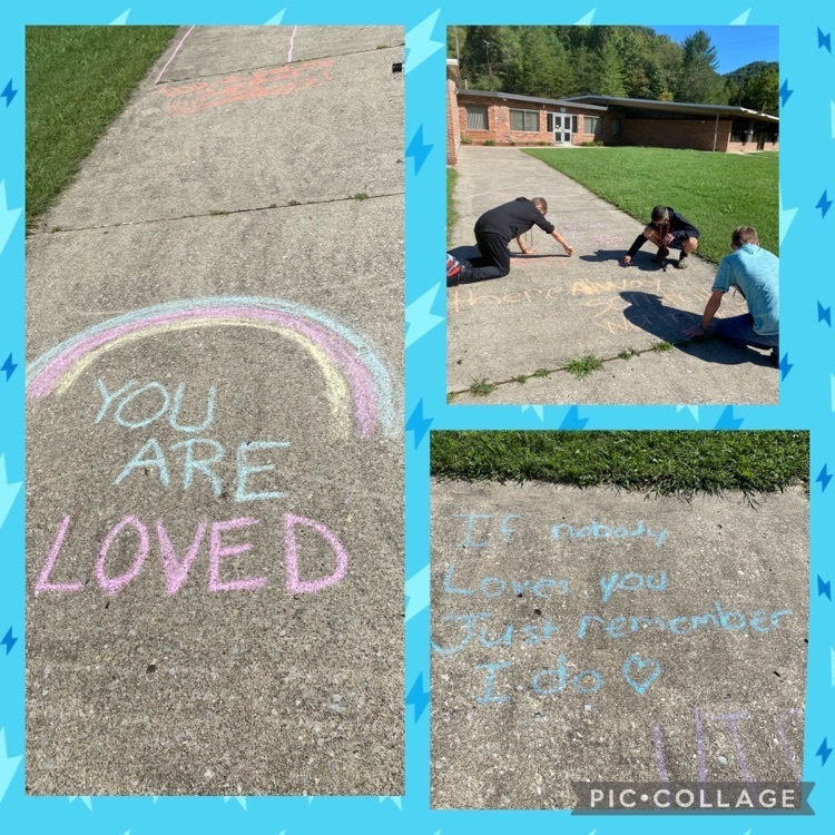 students using sidewalk chalk 