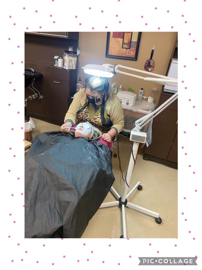 student giving a facial